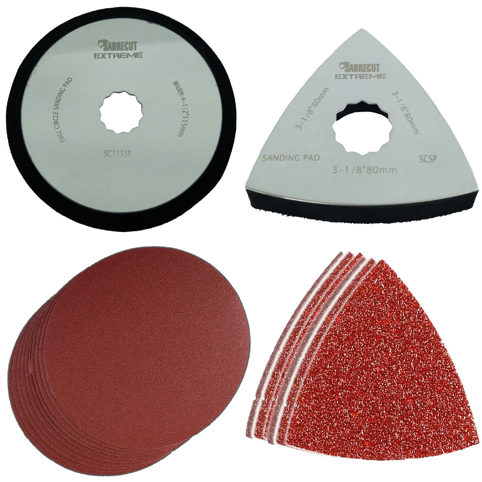 42 x SabreCut SCK42SKA 80mm & 115mm Sanding Pads and Sanding Sheets Kit Compatible with Fein SuperCut and Festool Vecturo (Non-StarLock) Oscillating Multitool Multi Tool Accessories