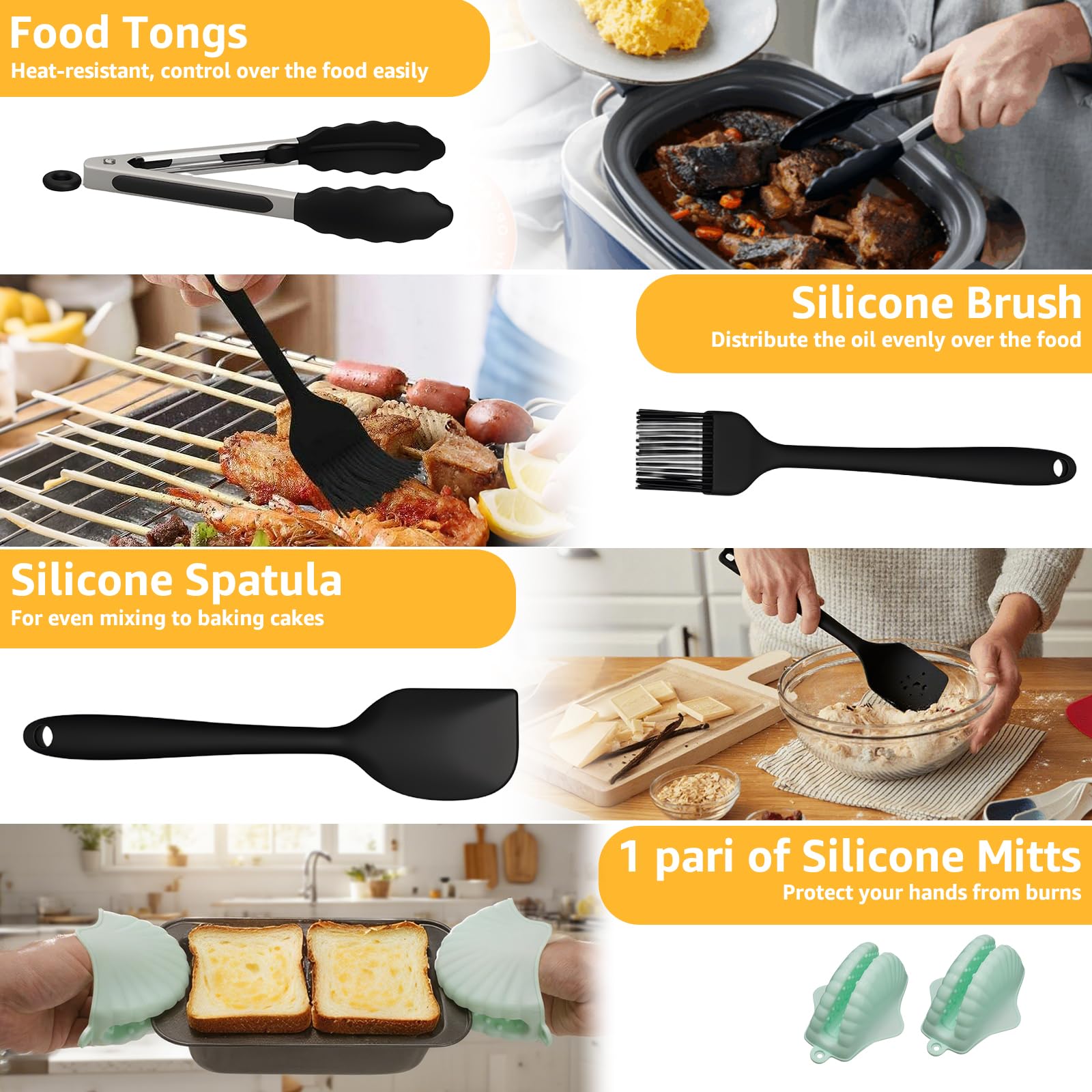 Ninja Heißluftfritteuse Zubehör, Airfryer Zubehör Set für Dual Zone Heißluftfritteuse Ninja AF400EU/AF451EU 9.5L, Airfryer Silikonform Zubehör Set, Waffelbackform, Grillrost, Kastenform 5