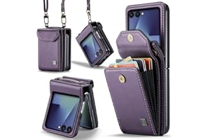 ASAPDOS Crossbody Case Compatible with Samsung Galaxy Z Flip 7,Retro PU Leather Strap Wristlet Flip Case with Magnetic Closure and Card Holder for Men Women Purple