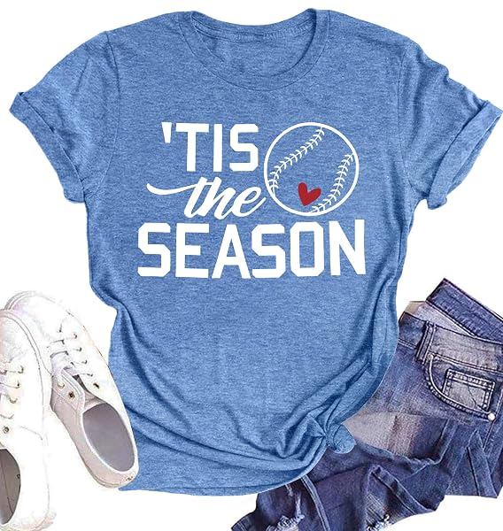 TIS THE SEASON BASEBALL SHIRT FOR WOMEN BASEBALL SEASON SHIRT SOFTBALL MOM SHIRT BASEBALL CASUAL LOOSE TEE TOP