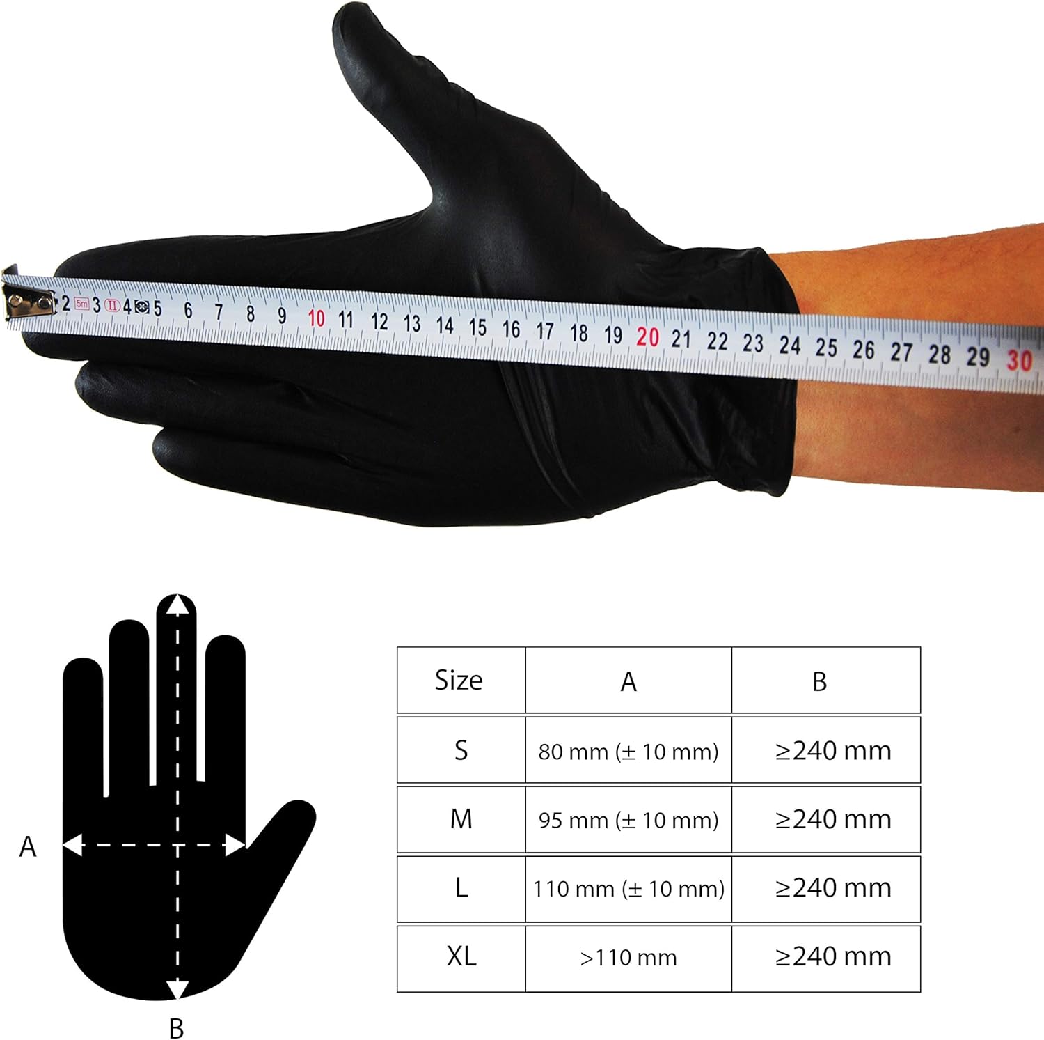 KMINA Nitrile Gloves, Multipurpose, Powder Free and Latex Free Disposable Gloves, Black (100, Medium) - Image 5