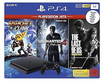 PlayStation 4 Konsole (1TB) inkl. 1 DualShock 4 Controller + PlayStation Hits (The Last of US Remastered + Uncharted 4: A Thi