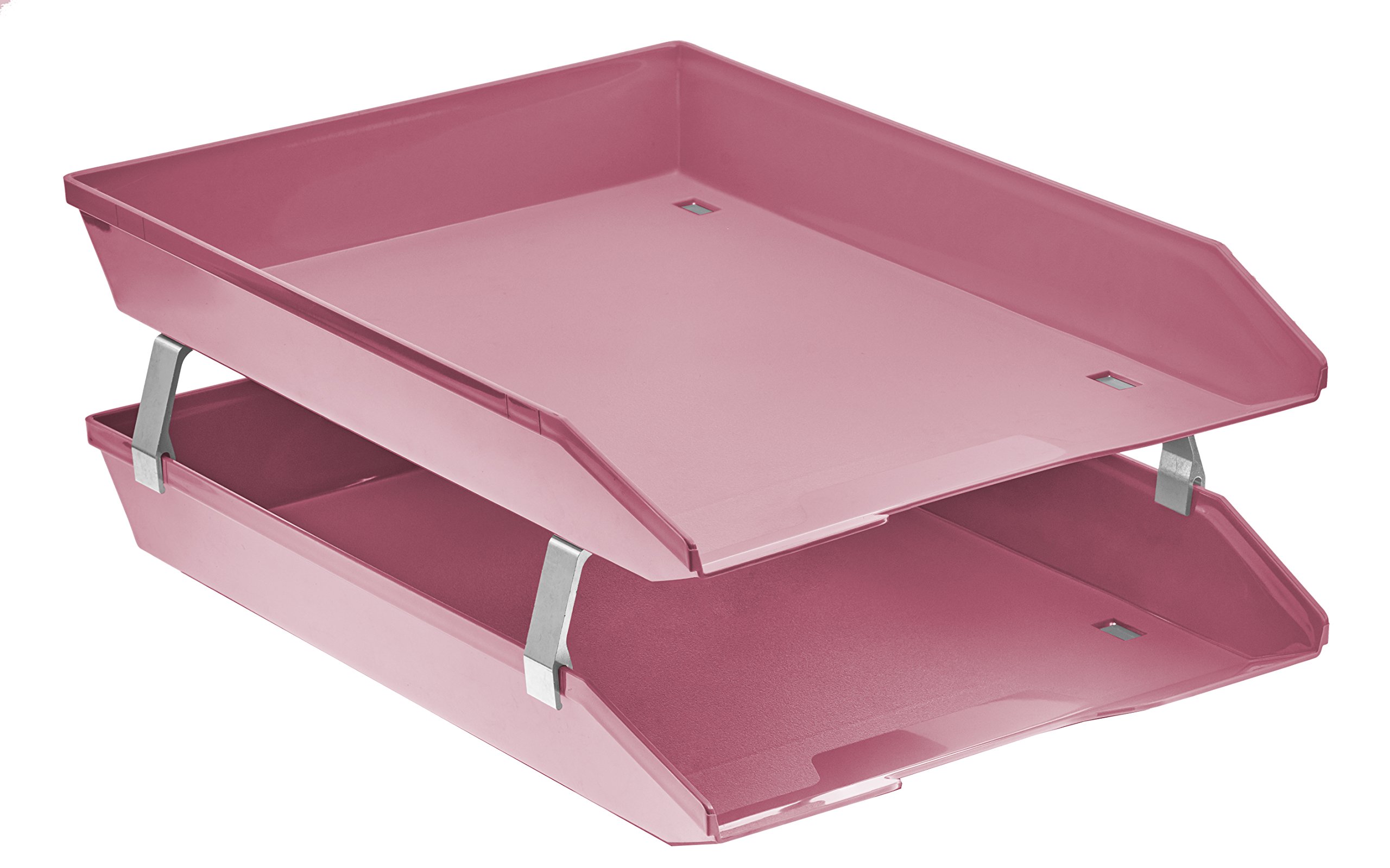 Acrimet Facility 2 Tier Letter Tray, Front Load, Letter Size/A4, Desktop File Organizer, Plastic (Solid Pink Color)