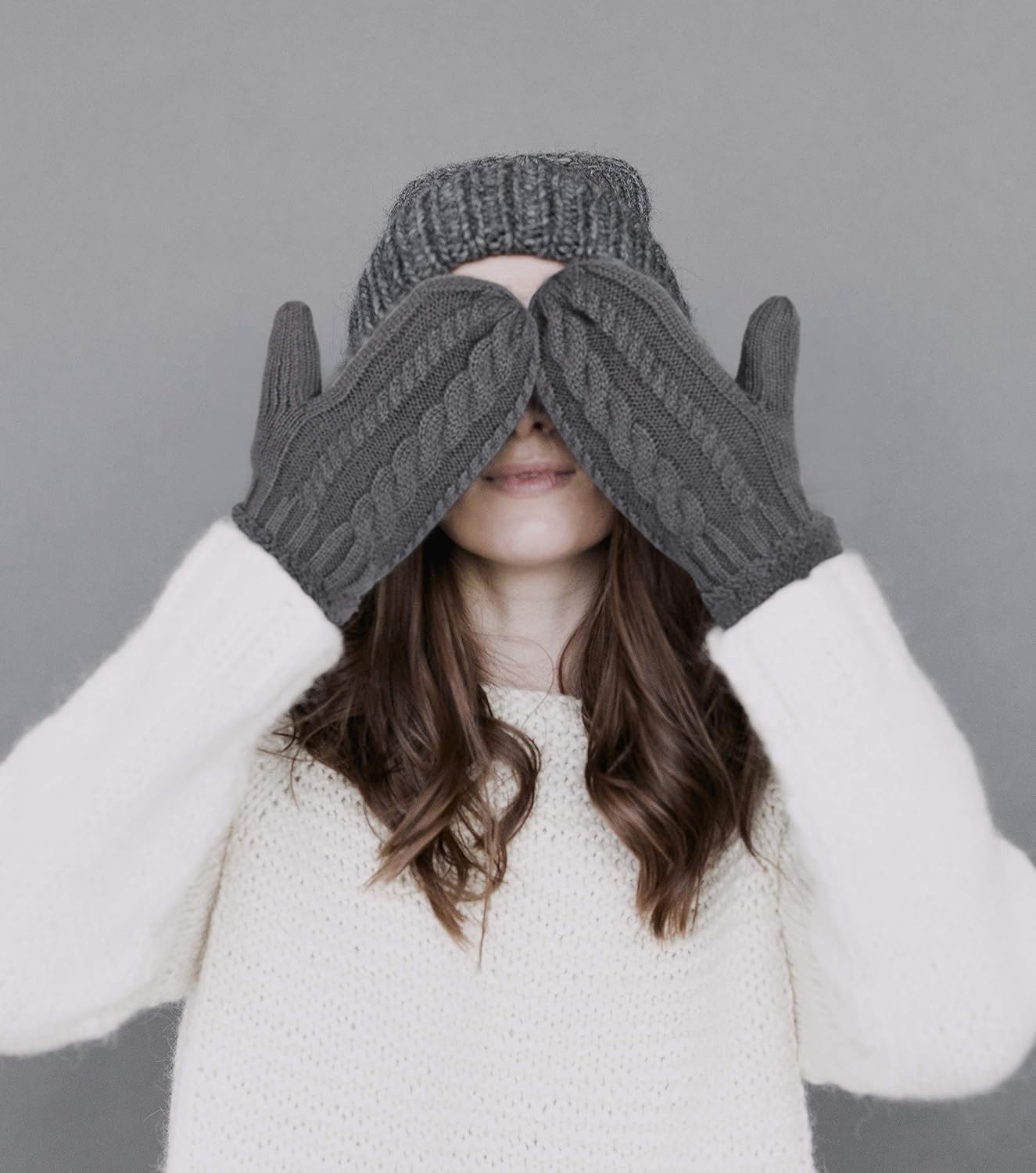 3 Pairs Winter Wool Mitten Gloves For Women,Wool Knit Thick Gloves With Thick Fleece Lining Gift: Clothing