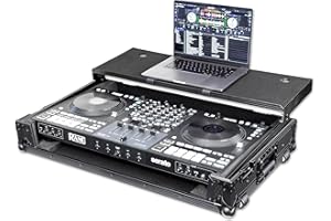 HEADLINER LOS ANGELES Headliner Pitch Black Flight Case Compatible with Rane Four & Rane Performer with Laptop Platform & Wheels