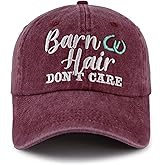 Vxchkerm Barn Hair Don't Care Hats, Adjustable Embroidered Cotton Denim Baseball Cap, Horse Lovers Gifts for Women Men