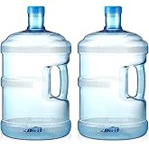 Bokon 2 Pieces gallon water jugs Round Plastic Water Bottle with Handle Screw Cap Reusable Large Capacity Bottle for Camping Outdoor Travel Gym Use
