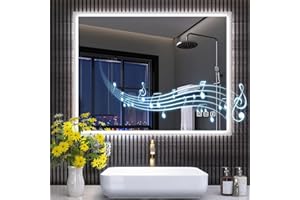 STARLEAD LED-Bathroom-Mirror, 28"x36" Bluetooth-Bathroom-Mirror-with-Lights, Anti-Fog 3 Colors Dimmable Light Memory Waterproof CRI>90 Tempered Glass Frontlit & Backlit Mirror