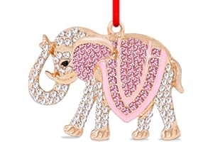 FaCraft Elephant Christmas Ornaments Metal Pink Elephant Keepsake Gifts for Women Sisters Mom Kids Girls Elephant Lovers Elephant Ornaments for Christmas Tree Decorations Elephant Hanging Ornaments