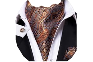 Dubulle Paisley Floral Ascot for Men Self Tie Mens Cravat and Pocket Square Cufflinks Wedding
