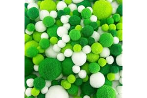 Jxpinet 1000 Pcs 5 Sizes 1 cm to 3 cm Fuzzy Pom Poms Balls, Assorted Pompoms Balls for Arts and Craft Making Decorations (Green Series)