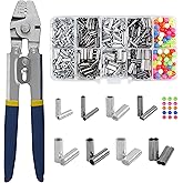 Fishing Crimping Tool Kit Stainless Steel Crimp Pliers Wire Rope Crimping Tool + 590pcs Crimp Sleeves Beads Kit,8 Crimping Sizes
