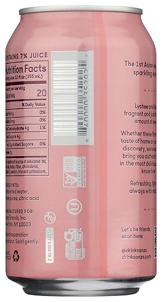 SANZO LYCHEE SPARKLING WATER, 12 FZ