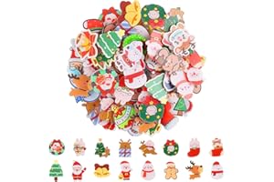 65PCS Christmas Acrylic Brooch Pins, Lorvain Cute Aesthetic Badges Pin Kawaii Xmas Backpack Pins Bear Santa Christmas Tree Elk Cartoon Brooch Pin for Women Girls Backpacks Bags Jackets Hoodies Hats
