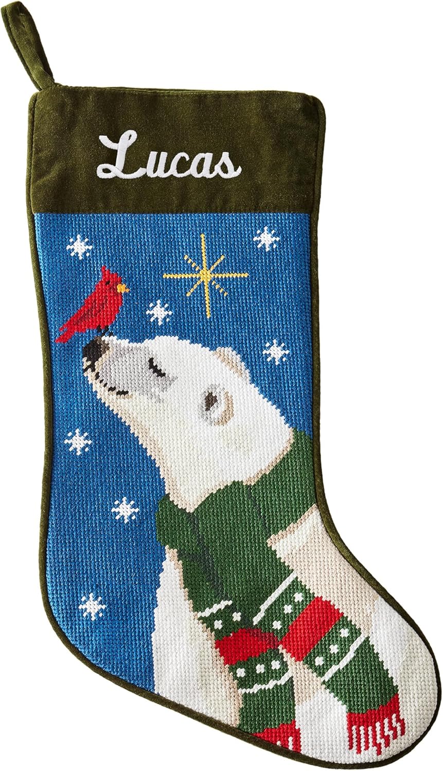 Stockings & Holders - Let's Make Memories Personalized Needlepoint Christmas Stocking - Embroidered Family Stockings - Old-Fashioned Christmas Décor - Mantel Décor - 8