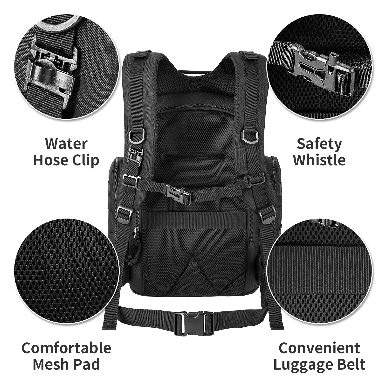 SHARKMOUTH Diaper Bag Backpack for Dad and Mom, Military Molle diaper Pack with Insulated Bottle Holders and Wipe Pocket