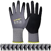 Work Gloves MicroFoam Nitrile Coated-12 Pairs,Seamless Knit Nylon&Spandex Gloves,Grey Work gloves
