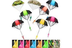 NANASO Parachute Toy - No Tangle Throwing Paratrooper, Hand Throw Army Man (Red, Yellow, Blue, Rose Red, Orange, Green, Army Green, Camouflage)