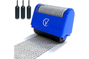 VANTAMO Identity Theft Protection Roller Stamps Wide Kit, Including 3-Pack Refills, Extra Wide - Confidential Roller Stamp, Anti Theft, Privacy & Security Stamp, for ID Blackout Security - Classy Blue