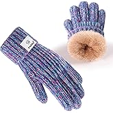 HAITHO Kids Gloves Winter for Girls Boys Cold Weather, Toddler Cute Knit Gloves with Warm Fleece Lined, Thick Thermal Double Liner Cozy Cuff Outdoor(Mix Rose Red)