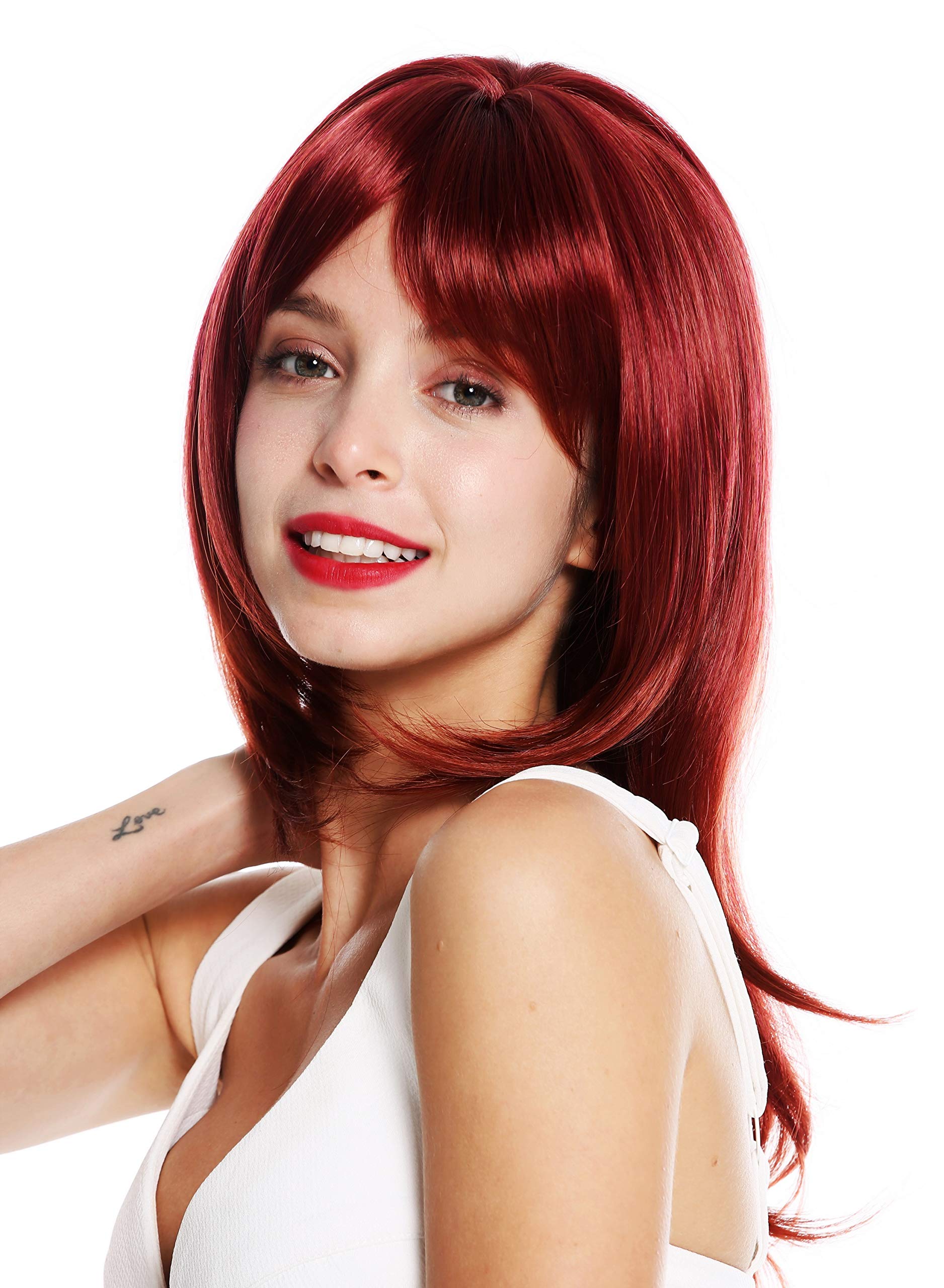 WIG ME UP - VK-28-39T350 quality women's wig medium length layered sleek waved tips signal red bright red copper red highlights