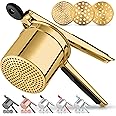 Zulay Kitchen Premium Large 15oz Potato Ricer, Heavy Duty Professional Stainless Steel Potato Masher and Ricer Kitchen Tool, Press and Mash Kitchen Gadget - Gold/Black