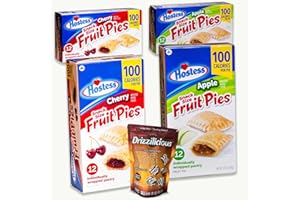 NOBLE CRUNCH Fruit Pies Variety Pack - Apple (2pks - 24 pies) - Cherry (2pks - 24 pies) - 48 Snack Sized Fruit Pies - Cookies Cream Mini Rice Cakes (4oz) - 5 Items
