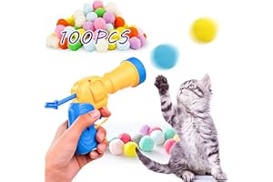 ZALBYUY Cat Toy Ball Gun Launcher, 100 Colorful & Soft Plush Balls, Interactive Cat Toy Launcher for Indoor Cats, Exercise Cat Toys