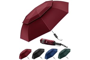 Urvoix Travel Umbrella Compact Windproof - Vented Double Canopy Umbrellas for Rain, Portable Umbrella Inverted Automatic Open Close with Reflective Strip