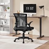 Yaheetech Ergonomic Mesh Office Chair with Flip-Up Armrests Black view 2