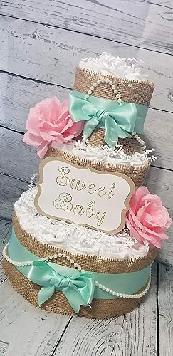 green and pink baby shower