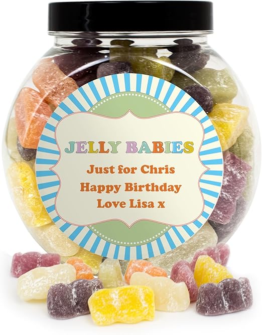 Personalised Jelly Babies Sweet Jar An Awesome Gift For Birthdays