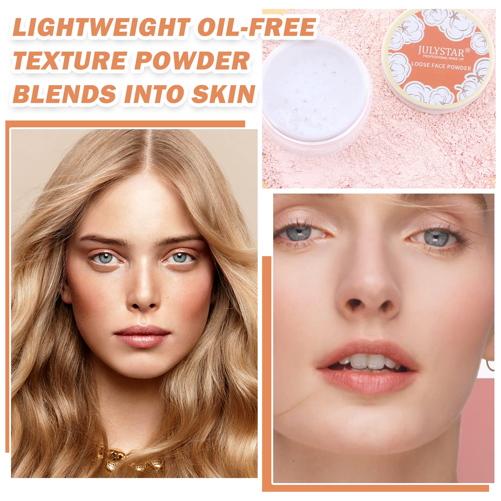 QIUFSSE Pink Setting Powder Loose Face Powder Matte Soft Smooth Oil Control Long Lasting Loose Setting Powder Makeup For Natural Flawless #02 Pink Complexion