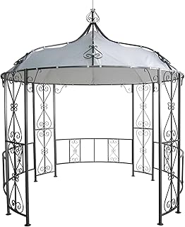 DEGAMO Pavillon Burma 300cm rund, Stahlgestell + Dach wasserdicht Weiss