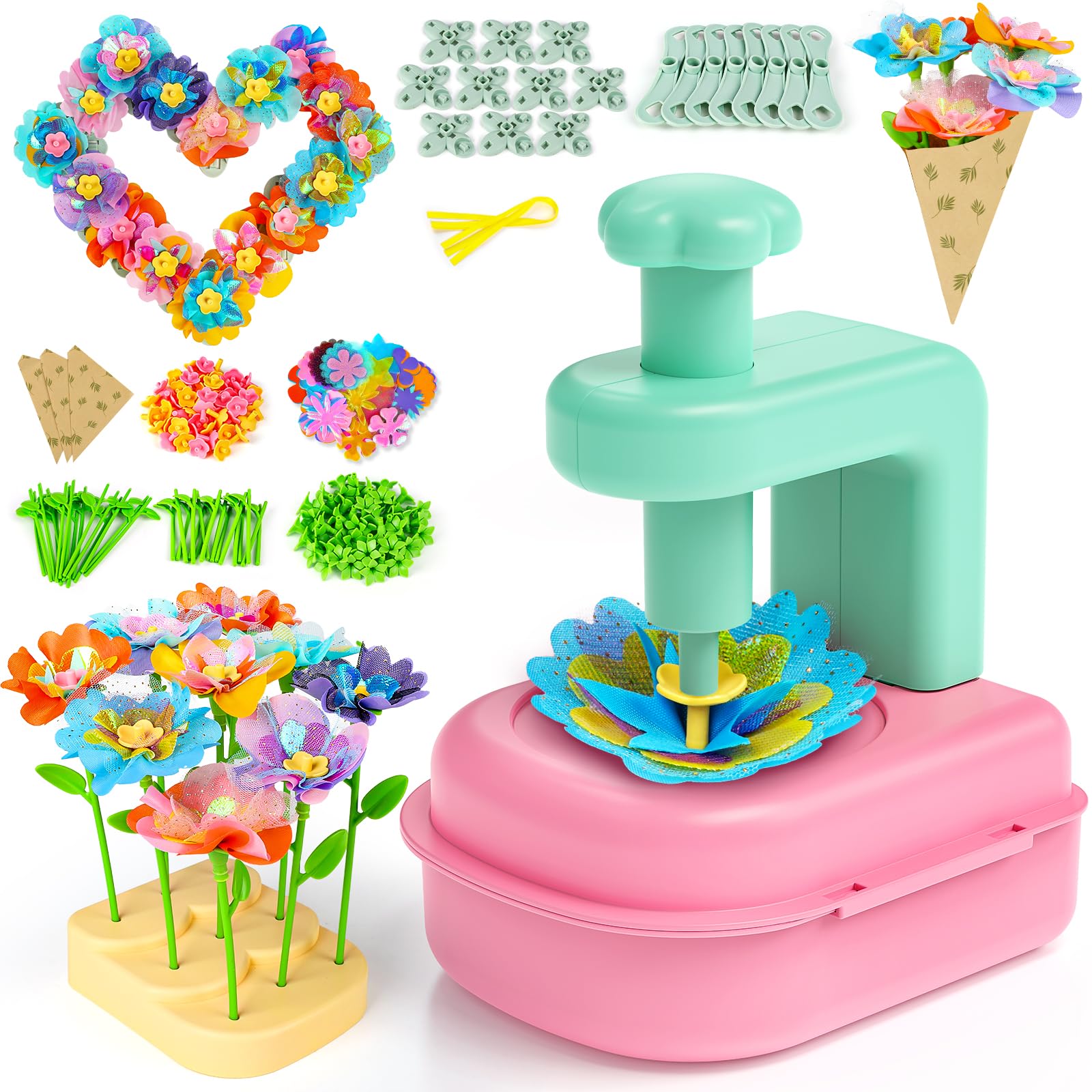 beefunni Flower Bouquet Craft Kits, Upgrade Wreaths and Colorful Flowers Crafts for Kids Ages 4-6-8, DIY Flowers Toys for 4 5 6 7 8+Year Old Girl Birthday Gifts Ideas Creative Educational Activities