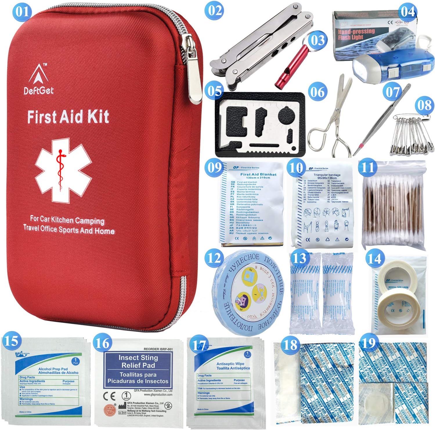deftget 163 Pieces First Aid Kit Waterproof IFAK Molle System Portable Essential Injuries Medical Emergency equipment Survival kits for Car Kitchen Camping Travel Office Sports Home : Sports & Outdoors