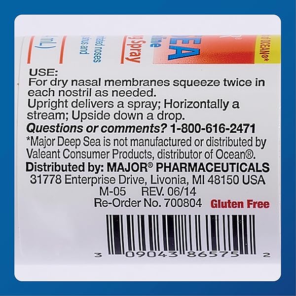 DEEP SEA SALINE NASAL SPRAY GENERIC FOR OCEAN NASAL MOISTURIZING SPRAY 1.5 OZ PER BOTTLE PACK OF 12 BOTTLES