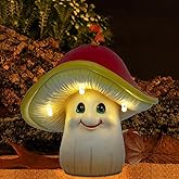 ZioWio Solar Garden Small Mushroom Decor Outdoor Statue - Mushroom with Waterproof Sculptures Lights, Cute Mushrooms Pond/Yard Statues Outside Decoration, Home, Lawn, Patio, Resin Fairy Ornament