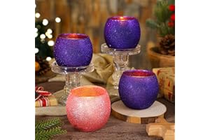 Mumufy 4 Set Christmas Advent Candle Holders Glass Tealight Votive Candle Holders for Tabletop Centerpiece Christmas Table Decorations Gifts