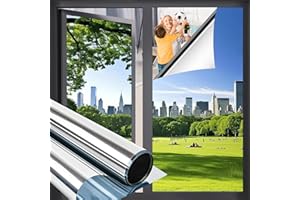 Niviy One Way Window Privacy Film Window Tint for Home See Out Not in Effect Anti UV Heat Control Glass Door Film for Home Office (Silver 17.5" x 78.7")
