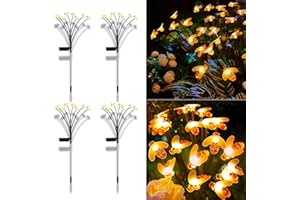 IFNOT Solar Garden Lights, 4 Pack Solar Bee Firefly Lights, 1200mAh Waterproof Solar Swaying Outdoor Lights, Big Bee & Flexible Branch Solar Powered Garden Lights for Patio Pathway Decoration
