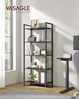 VASAGLE 5-Tier Bookshelf Ebony Black and Ink Black LLS061B56 30x66x153 cm view 2