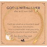 Kivosliviz Mustard Seed Religious Gifts for Women Birthday Cross Gold Faith of a Mustard Seed Bracelet