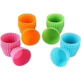 Bakerpan Silicone Mini Cupcake Holders, Mini Cupcake Liners, Pastry & Dessert Cups, 24 Pack (Multi)