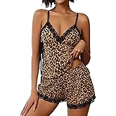 Avidlove Womens Pajama Set Lace Trim Cami Shorts Side Slit V Neck Sleeveless Lingerie Sets for Women Sexy