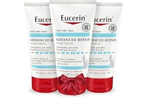 Eucerin Advanced Repair Hand Cream, Soothes and Repairs Very Dry Skin, Fragrance Free, Non Greasy, Fast Absorbing, Travel Size Hand Lotion, Holiday Gifts for Self Care, 2.7 Oz Tube, Pack of 3