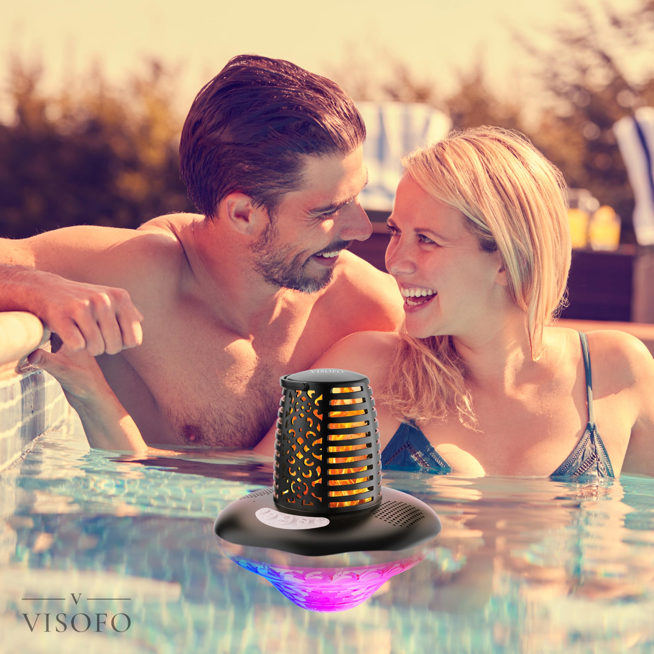 VISOFO Schwimmender Bluetooth-Pool-Lautsprecher mit Lichtern | Poolzubehör über dem Boden und im Erdgeschoss | wasserdicht IP68 Whirlpool Outdoor Patio Deals Wireless Cool Stuff Decor Fun 7
