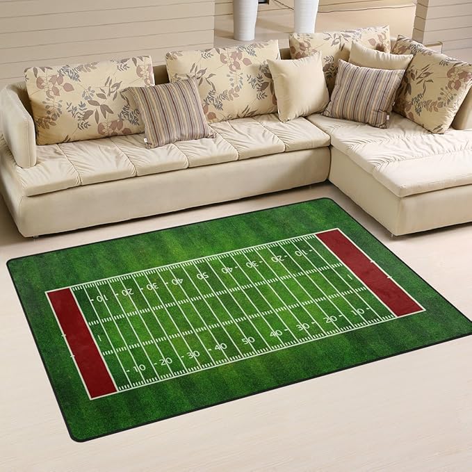 WellLee Sports Area Rug,American Football Field Top View On