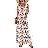 WIHOLL Maxi Dress Summer Dresses 2026 Beach Vacation Clothes Sleeveless Sundresses with Pockets Boho S-3XL