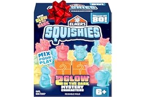 Elmer's Squishies, Kids DIY Activity Kit, Squishy Glow in the Dark Toys, Creates 2 Mystery Characters, 13 Piece Set - Slime Fun, Crafts, Holiday Gift for Ages 6+